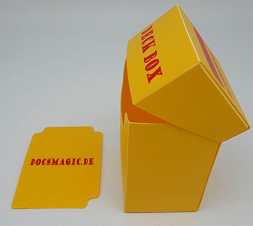 docsmagic.de Deck Box + 100 Double Mat Yellow Sleeves Standard - Caja & Fundas Amarillo - PKM - MTG