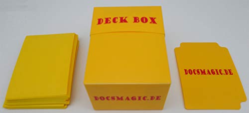 docsmagic.de Deck Box + 100 Double Mat Yellow Sleeves Standard - Caja & Fundas Amarillo - PKM - MTG