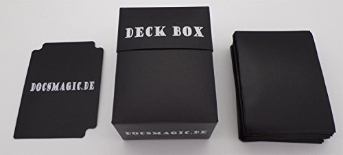 docsmagic.de Deck Box + 100 Mat Black Sleeves Standard - Caja & Fundas Negra - PKM - MTG