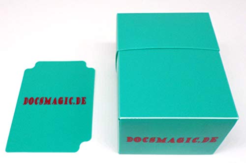 docsmagic.de Deck Box Full + 100 Double Mat Mint Sleeves Standard - Caja & Fundas Aqua - PKM MTG