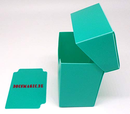 docsmagic.de Deck Box Full + 100 Double Mat Mint Sleeves Standard - Caja & Fundas Aqua - PKM MTG