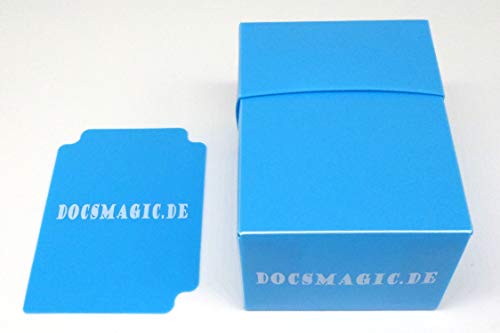 docsmagic.de Deck Box Full + 60 Double Mat Light Blue Sleeves Small Size - Caja & Fundas Azul Claro - YGO