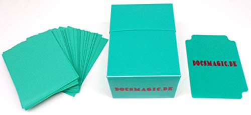 docsmagic.de Deck Box Full + 60 Double Mat Mint Sleeves Small Size - Caja & Fundas Aqua - YGO
