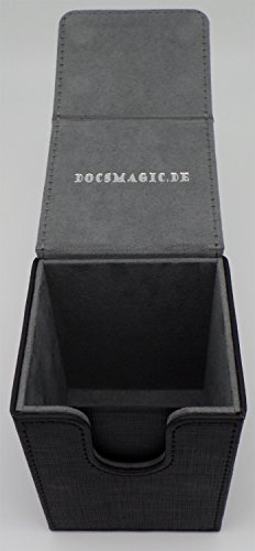 docsmagic.de Premium Magnetic Flip Box (100) Black + Deck Divider - MTG PKM YGO - Caja Negra
