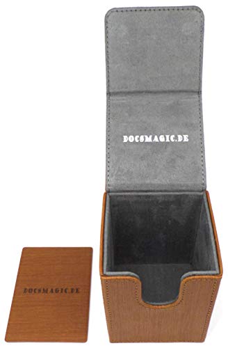 docsmagic.de Premium Magnetic Flip Box (100) Gold + Deck Divider - MTG - PKM - YGO - Caja Oro