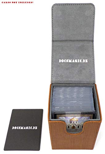 docsmagic.de Premium Magnetic Flip Box (100) Gold + Deck Divider - MTG - PKM - YGO - Caja Oro