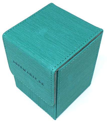 docsmagic.de Premium Magnetic Flip Box (100) Mint + Deck Divider - MTG - PKM - YGO - Caja Aqua