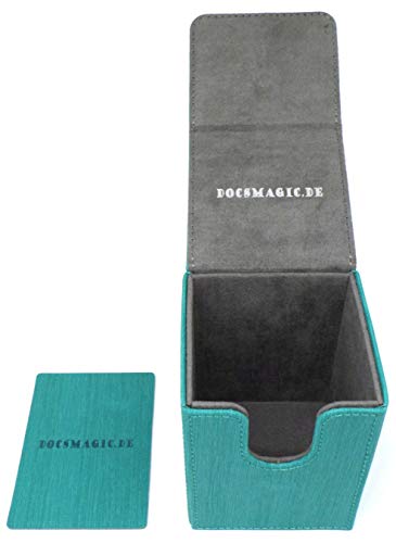docsmagic.de Premium Magnetic Flip Box (100) Mint + Deck Divider - MTG - PKM - YGO - Caja Aqua