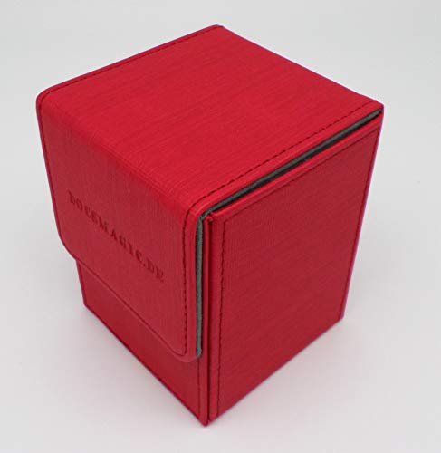 docsmagic.de Premium Magnetic Flip Box (100) Red + Deck Divider - MTG PKM YGO - Caja Roja