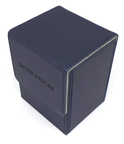 docsmagic.de Premium Magnetic Flip Box (80) Dark Blue + Deck Divider - MTG PKM YGO - Caja Azul Oscuro