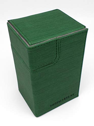 docsmagic.de Premium Magnetic Tray Box (100) Green + Deck Divider - MTG - PKM - YGO - Caja Verde