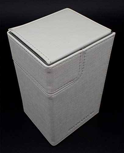 docsmagic.de Premium Magnetic Tray Box (100) White + Deck Divider - MTG - PKM - YGO - Caja Blanco