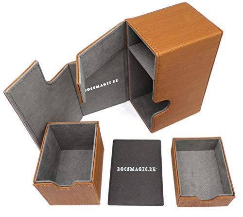 docsmagic.de Premium Magnetic Tray Box (80) Gold + Deck Divider - MTG - PKM - YGO - Caja Oro