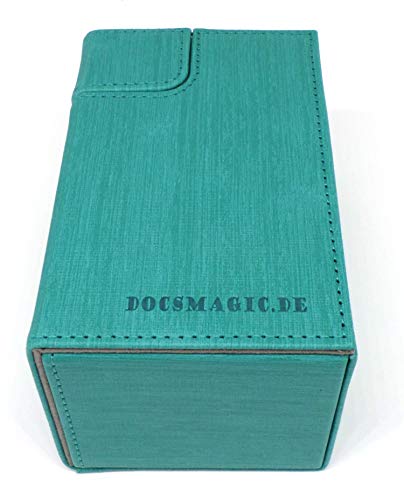 docsmagic.de Premium Magnetic Tray Box (80) Mint + Deck Divider - MTG - PKM - YGO - Caja Aqua