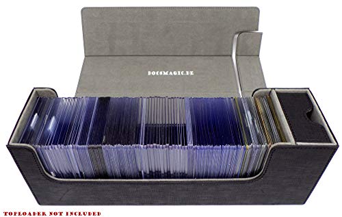 docsmagic.de Premium Magnetic Tray Long Box Black Medium - Card Deck Storage - Caja Juegos Des Cartas Negra