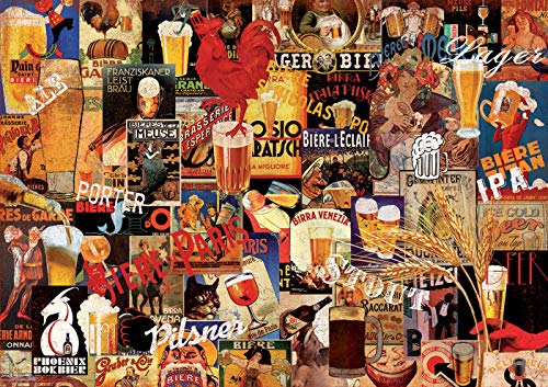 Educa Borras - Genuine Puzzles, Puzzle 1.000 piezas, Collage Cerveza Vintage (17970)