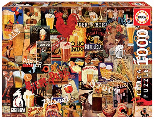 Educa Borras - Genuine Puzzles, Puzzle 1.000 piezas, Collage Cerveza Vintage (17970)