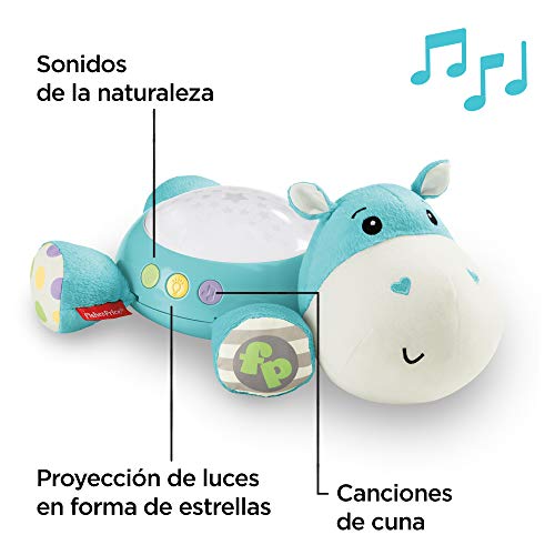 Fisher-Price Hipopótamo dulces sueños, juguete de cuna para bebé (Mattel CGN86), peluches, azul