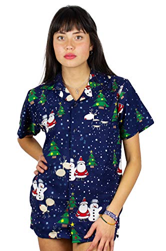 Funky Camisa Hawaiana Navidad, Christmas Buddys, Blue, L