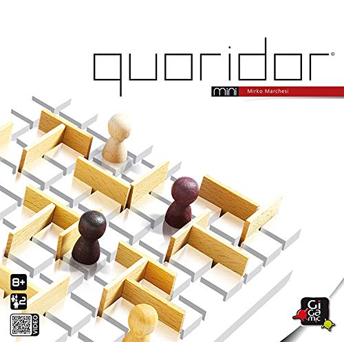 GIGAMIC QRM Quoridor Mini - Juego de Estrategia con Piezas de Madera (de 2 a 4 Jugadores, Importado de Alemania)