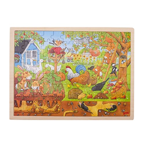 Goki- Puzzles de maderaPuzzles de maderaGOKIPuzzle, Nuestro jardín-sobre y bajo Tierra, Multicolor (1)