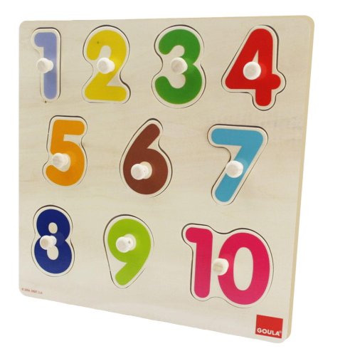 Goula- Numbers Puzzle encajes madera números Goula28x28 (Diset 53074) , color/modelo surtido