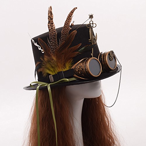 GRACEART Unisexo Steampunk Sombrero Gafas de protección Sombrero de Copa (Circunferencias de la cabeza-58cm)