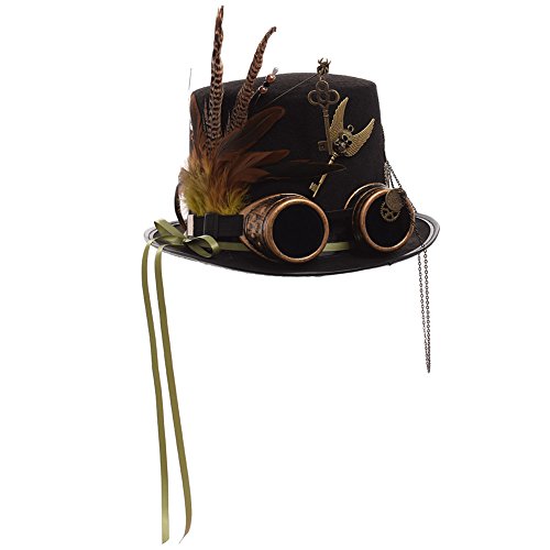 GRACEART Unisexo Steampunk Sombrero Gafas de protección Sombrero de Copa (Circunferencias de la cabeza-58cm)