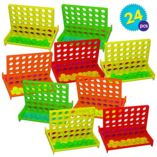 Granel Mini Juegos de Mesa Conecta 4 en una fila - 24 piezas Por Paquete - 4 colores diferentes – Ideales Para Niños Fiestas Cumpleaños, Premios de la clase - Regalos juguetes relleno bolsas
