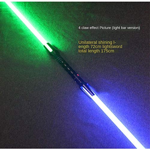 GYX Star Wars Lightsaber cos Accesorios Espada de Doble Cabeza con Efecto de Sonido Flash de Espada láser Espada de Doble Filo Juguete Mango Plateado (185 cm de Largo) 3 Garras (pulidas)