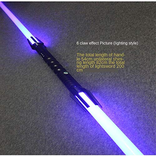 GYX Star Wars Lightsaber cos Accesorios Espada de Doble Cabeza con Efecto de Sonido Flash de Espada láser Espada de Doble Filo Juguete Mango Plateado (185 cm de Largo) 3 Garras (pulidas)
