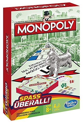 Hasbro Grab & Go Monopoly-Juego de Viaje Compacto, Multicolor (B1002100)
