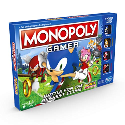 Hasbro Monopoly Gamer Sonic The Hedgehog Edition Juego de Mesa para niños de 8 años en adelante; Juego de Mesa temático Sonic Video Gamer
