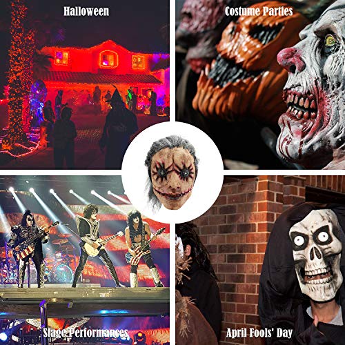 Hautton Máscara de Halloween para Adulto, Máscara Espeluznante Látex, Mascarilla Cubrecabezas Completa Incluye Cabello Posterior, Ojo de Botón para Fiesta de Disfraces
