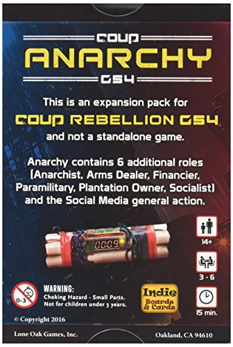 'Indie Tarjeta & Card Games ibg0 co04 – de Tablero Coup Rebellion G54: Anarchy Expansion
