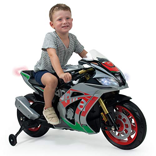 INJUSA- Aprilia 12V Moto Racing para Niños de más de 3 Años, con Luces y Sonidos, Multicolor, única (64900)