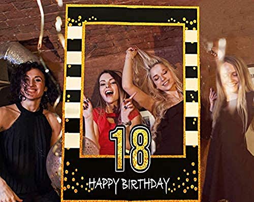 JeVenis Black Gold 18th Birthday Party Photo Booth Atrezzo 18th Birthday Photo Frame Birthday Photo Frame
