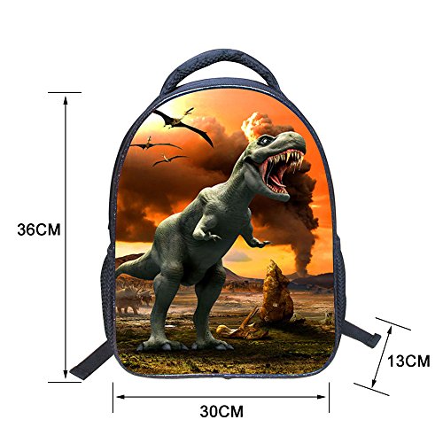 JIAN YA NA Chicos Bolsa 3D Animales Dinosaurio Fresco del Estampado de la Lona del morral del Hombro Bolsa de Libros de niñosDinosaur 1