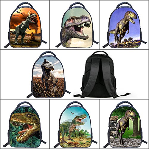 JIAN YA NA Chicos Bolsa 3D Animales Dinosaurio Fresco del Estampado de la Lona del morral del Hombro Bolsa de Libros de niñosDinosaur 1