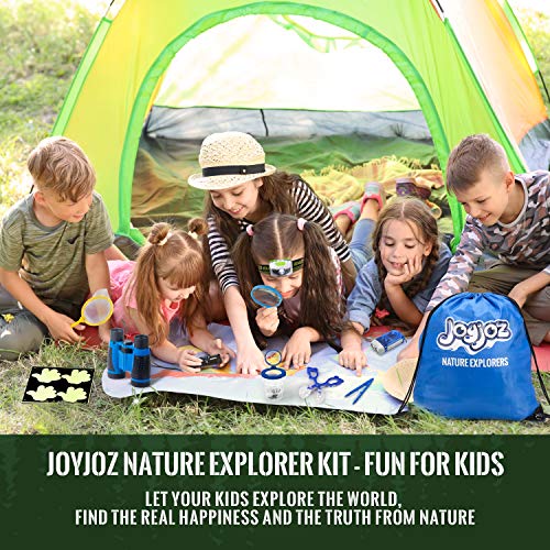 Joyjoz Kit de Exploración al Aire Libre para Niños 12Pcs, Educativos de Ciencias Juguetes de Regalo para Niños, Insectos con Envases, Binoculares, Redes de Mariposa, Lupa, Linterna, Silbato