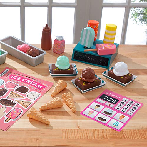 KidKraft- Kit de juguetes para tienda de helados con juguetes de madera con forma de helados (incluye más de 20 unidades) (53539)