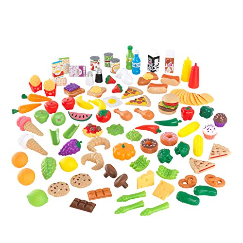 KidKraft- Tasty Treats Set de alimentos para juegos de simulación, 115 piezas y accesorios para la cocina de juguete para niños, Color Multicolor (63330 ) , color/modelo surtido