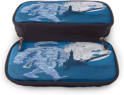KLKLK estuche Astronaut Pencil Cases for Teen Girls Walking on The Moon Small Pencil Bag Double-Sided Printing
