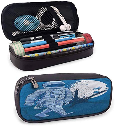 KLKLK estuche Astronaut Standing Pencil case Walking on The Moon Multi-Functional Pencil Bag School Supplies
