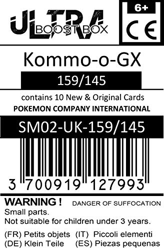 Kommo-o-GX (EkaÏser-GX) 159/145 ARC en Ciel Secrète - #myboost X Sun & Moon 2 Gardians Rising - Coffret de 10 Cartes Pokémon Aglaises