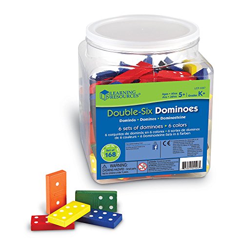Learning Resources- Juego de dominó Doble Seis con fichas de Madera, Color (LER0287) , color/modelo surtido