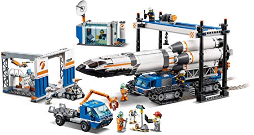 LEGO City Space - Ensamblaje y Transporte del Cohete, Juguete de Nave Espacial de Construcción Inspirado en la NASA con Vehículos y Astronautas para Niños y Niñas a Partir de 7 Años (60229)