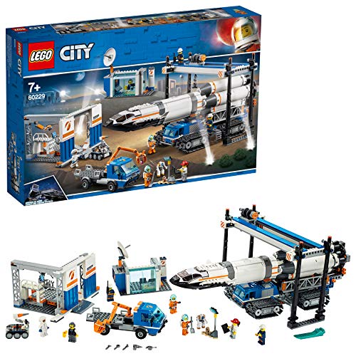 LEGO City Space - Ensamblaje y Transporte del Cohete, Juguete de Nave Espacial de Construcción Inspirado en la NASA con Vehículos y Astronautas para Niños y Niñas a Partir de 7 Años (60229)