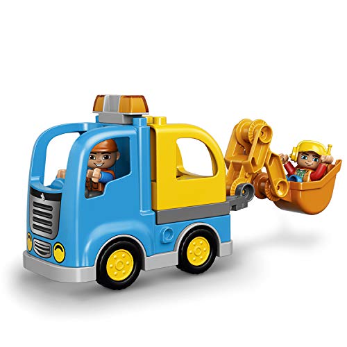 LEGO DUPLO Town - Camión y Excavadora con Orugas, manualidades niños y niñas de 2 a 5 años, incluye muñeco y grúa de juguete (10812)