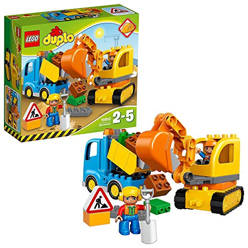 LEGO DUPLO Town - Camión y Excavadora con Orugas, manualidades niños y niñas de 2 a 5 años, incluye muñeco y grúa de juguete (10812)